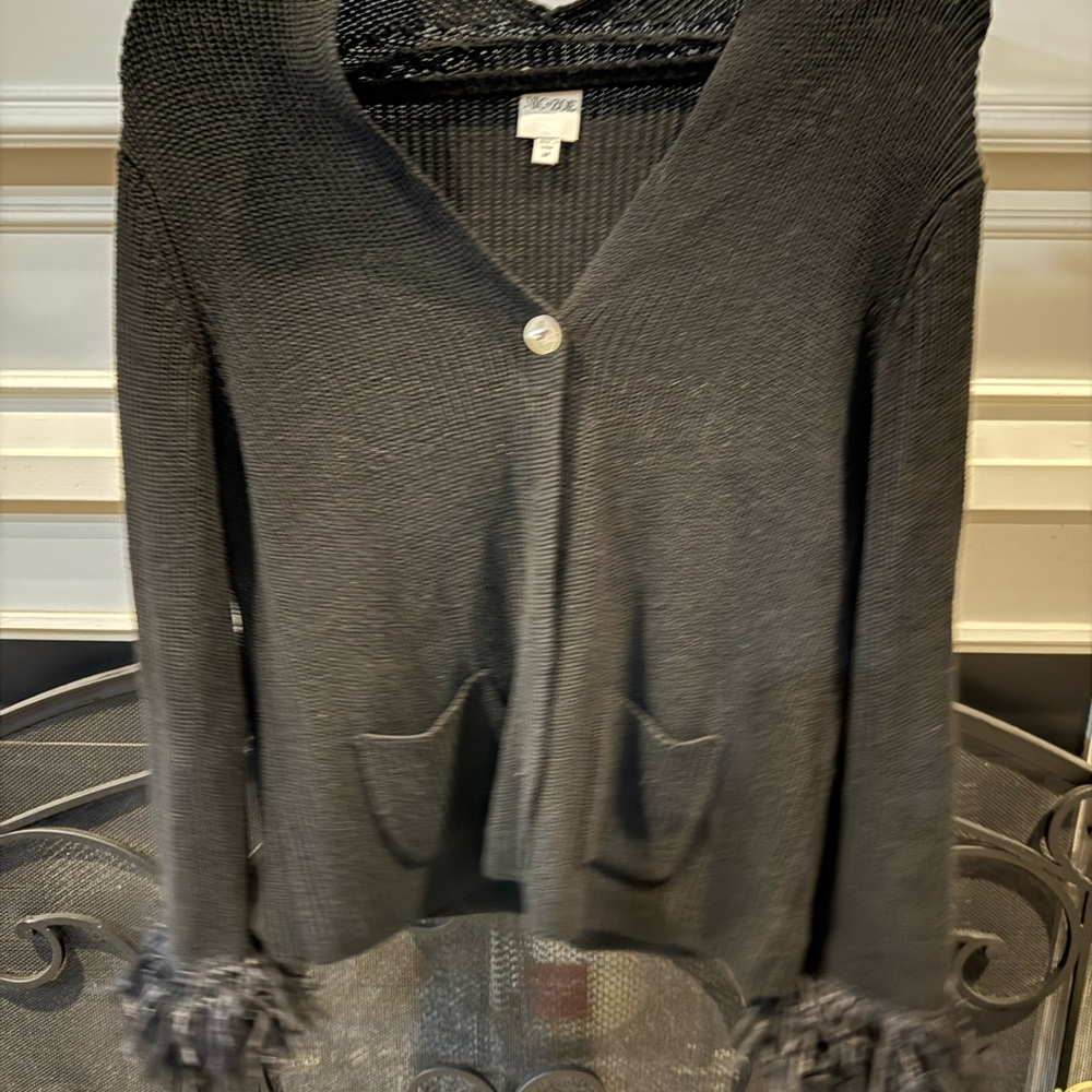 Black Sweater with Fringe Detail